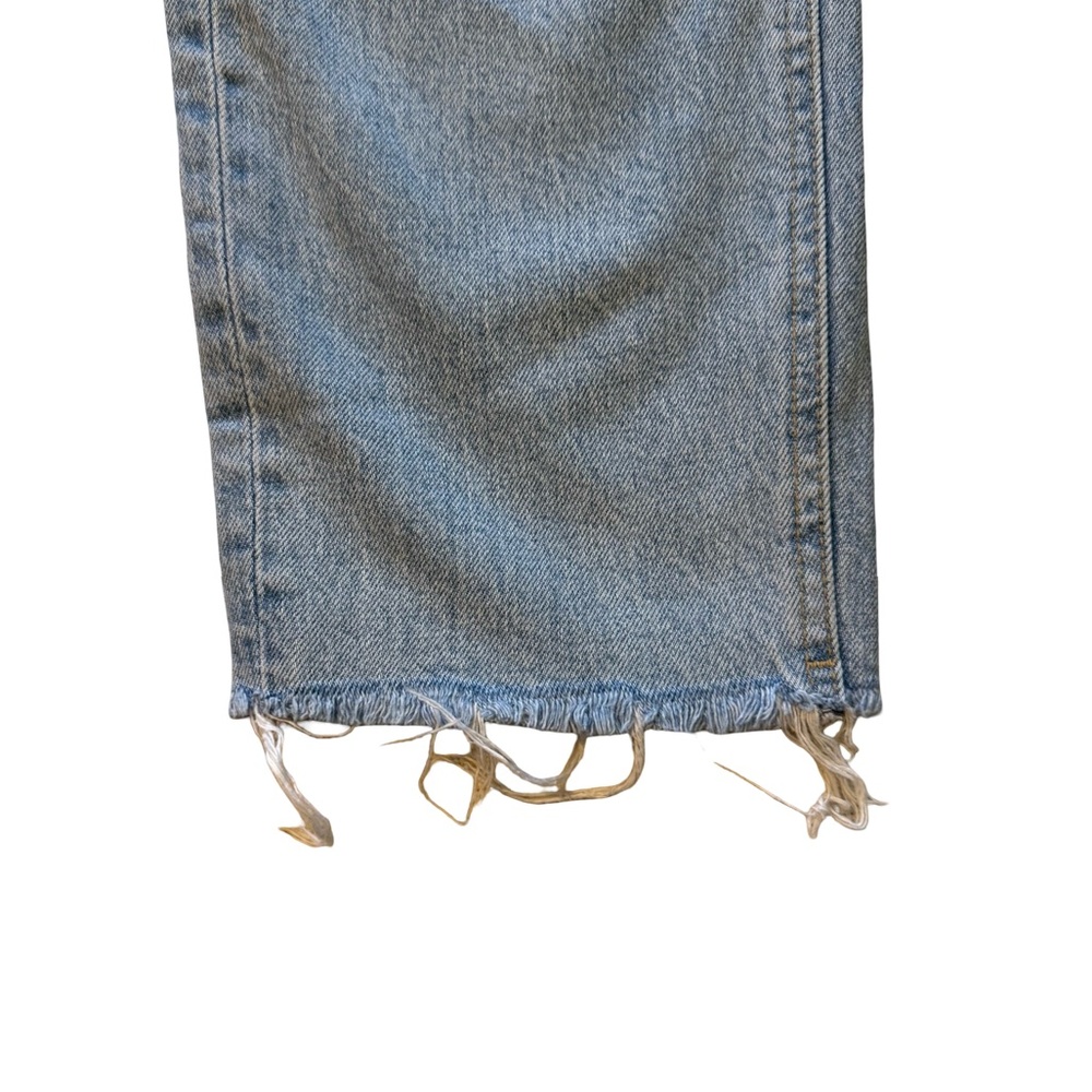 Topshop Cropped High Rise Straight Leg Denim Jeans Raw Hems in Bleach Size 28 - Picture 9 of 11
